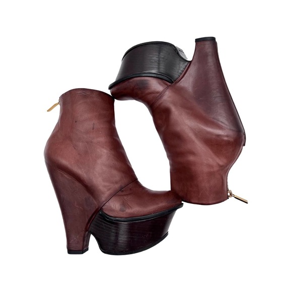 Baldan | Congac platform wedge ankle booties | Size 38 - Picture 5 of 10